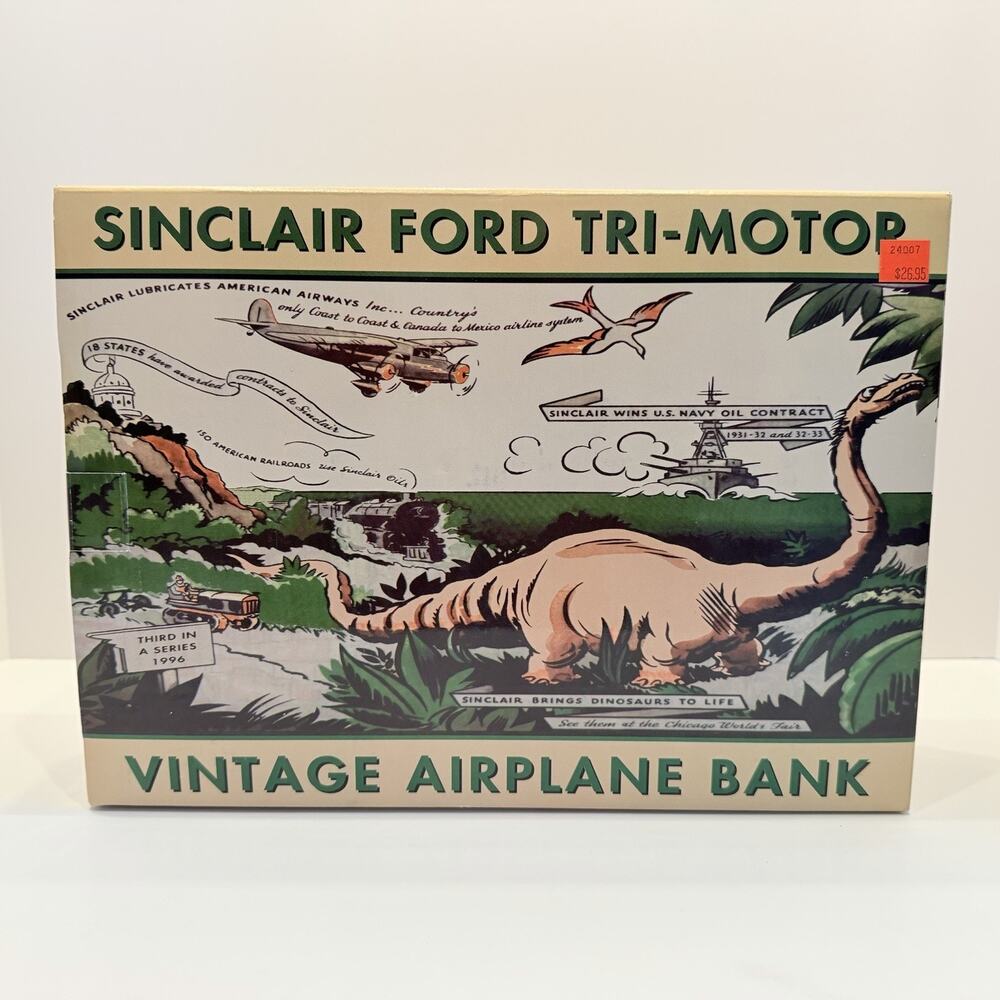 1996 LIBERTY SPEC CAST #49008 SINCLAIR GASOLINE OIL FORD TRI-MOTOR AIRPLANE BANK